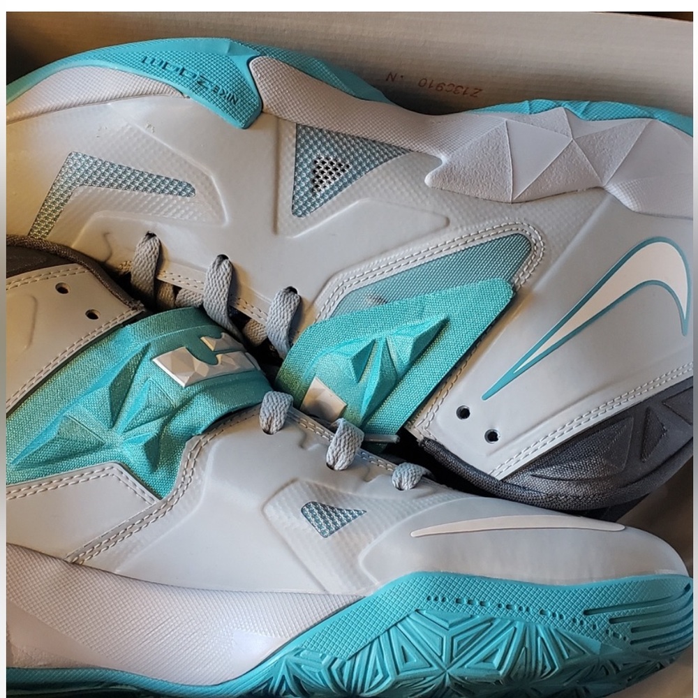 Nike LeBron Aqua and Light Gray Sneakers